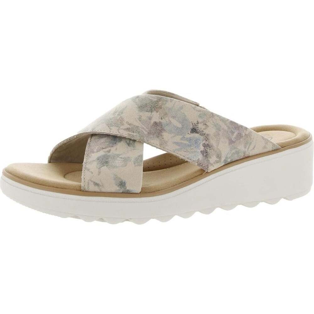Clarks Women's Jillian Gem Wedge Slide Sandals in Sand Floral Size 10